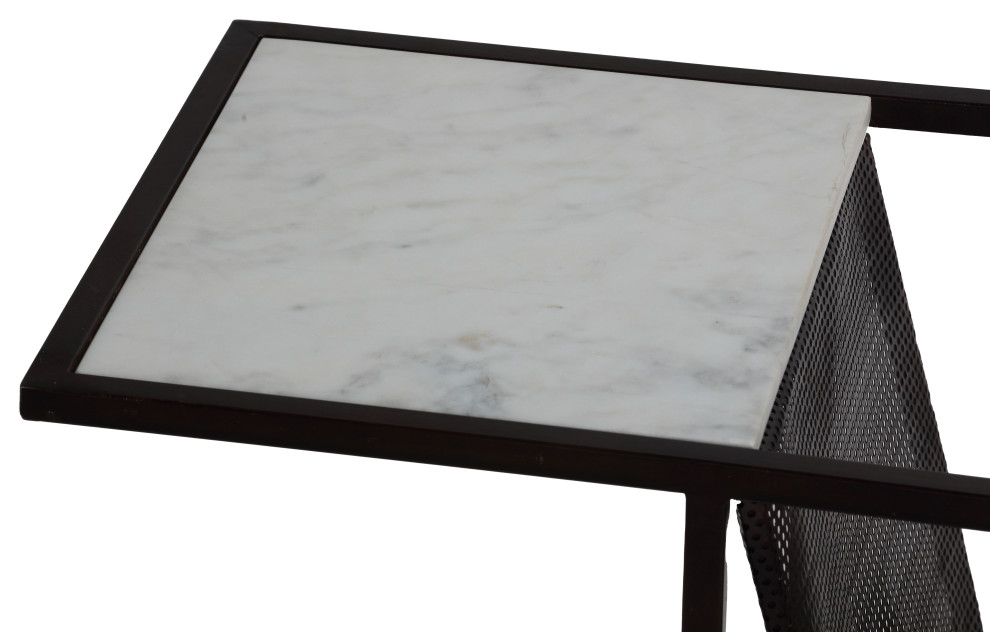 Bare Decor Maggi Magazine Rack Table  Black Metal With Marble   Transitional   Side Tables And End Tables   by CozyStreet  Houzz