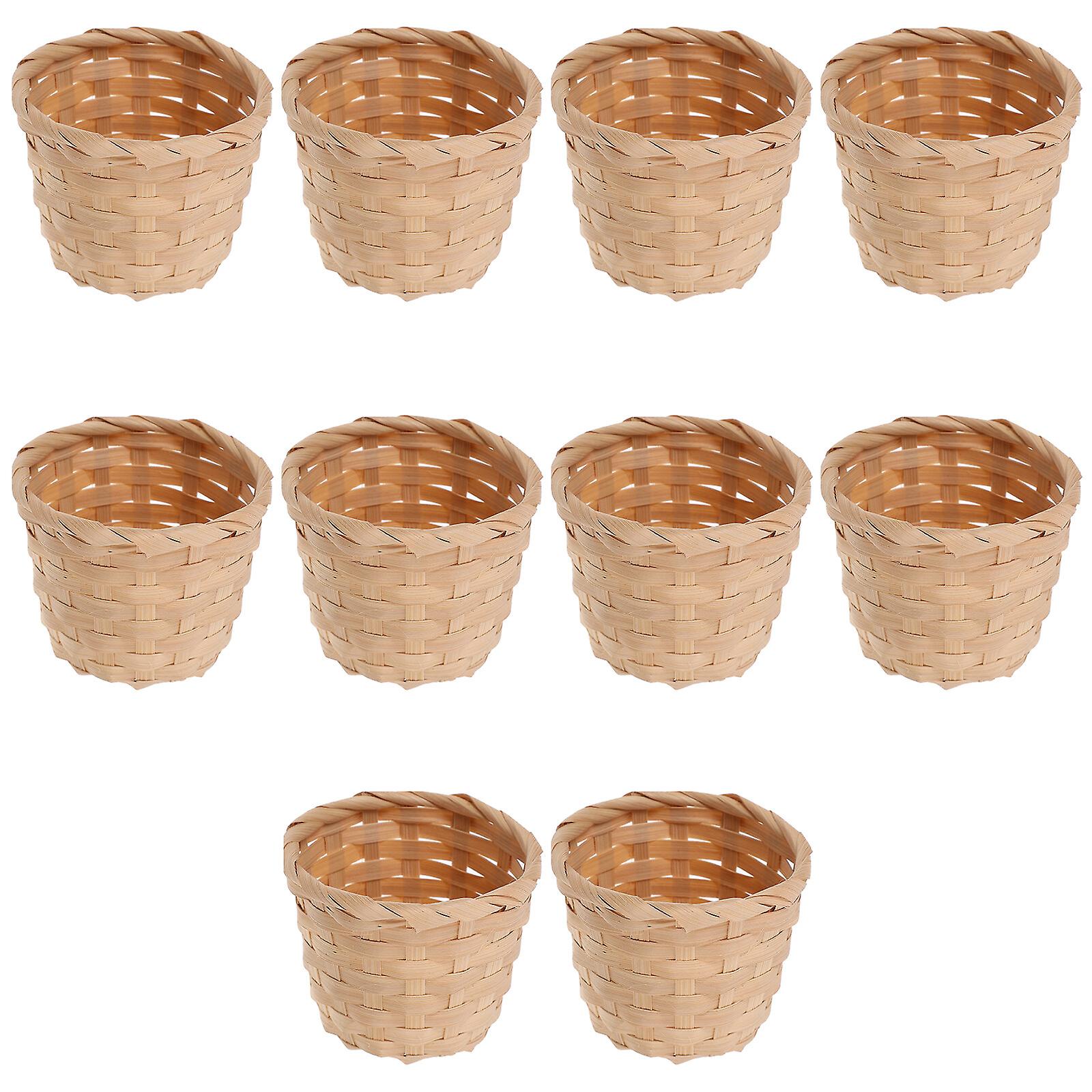 10pcs Rural Woven Baskets Fruit Arrangement Baskets Portable Storage Baskets