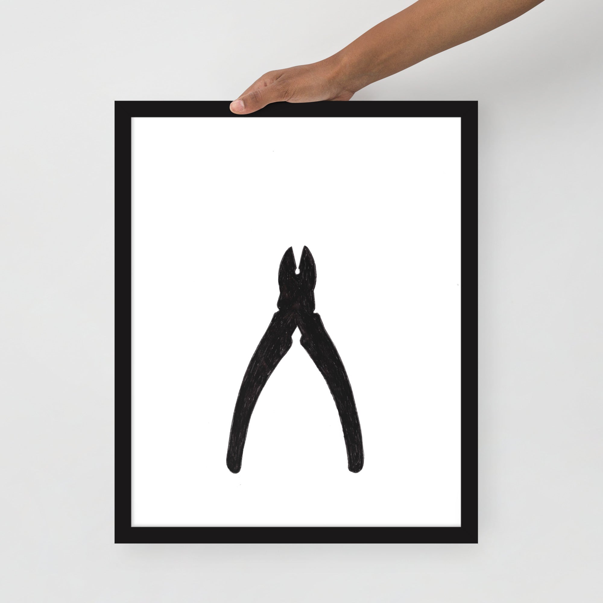 Ink Drawing Framed Print, Pliers