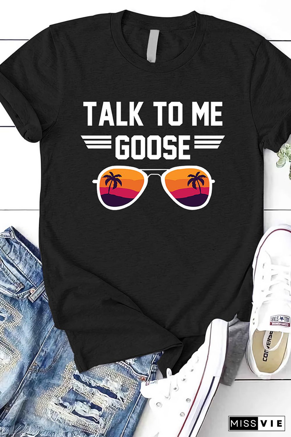 Talk To Me Goose Print Graphic Tees for Women Wholesale Short Sleeve T shirts Top