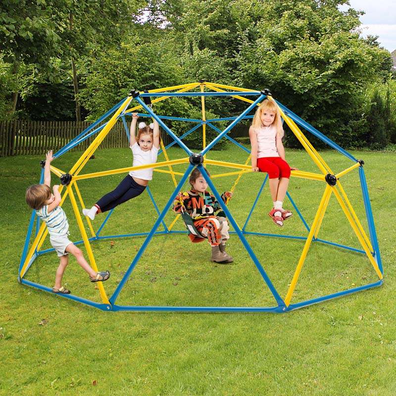 10 FT Geometric Dome Climber with Swing, Upgrade Jungle Gym Monkey Bar for Backyard, Outdoor Climbing Toys for Toddlers