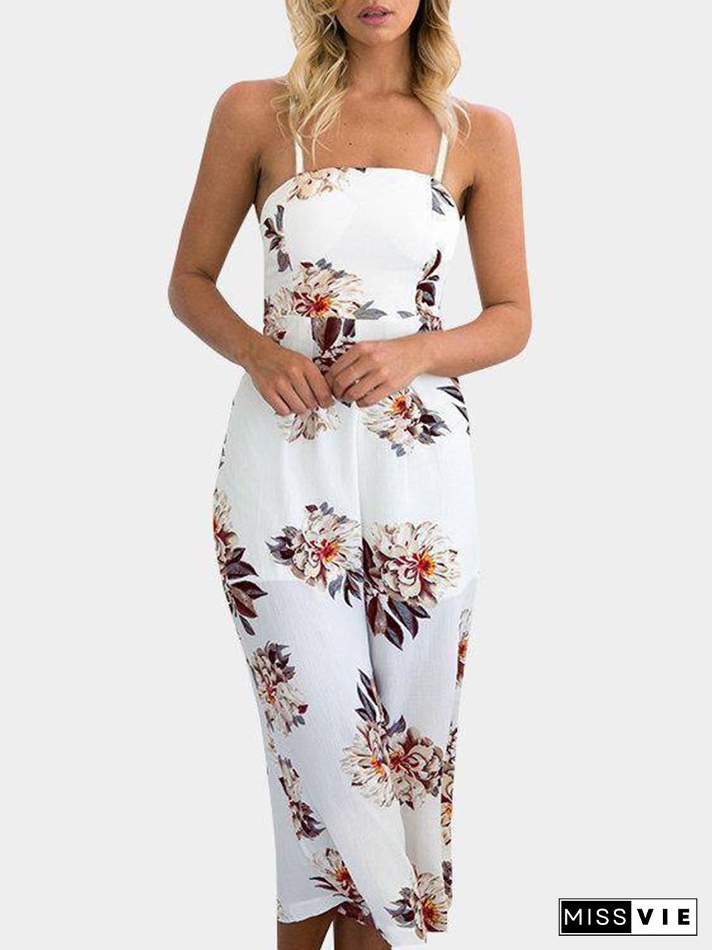 Floral Print Wide Leg Jumpsuit