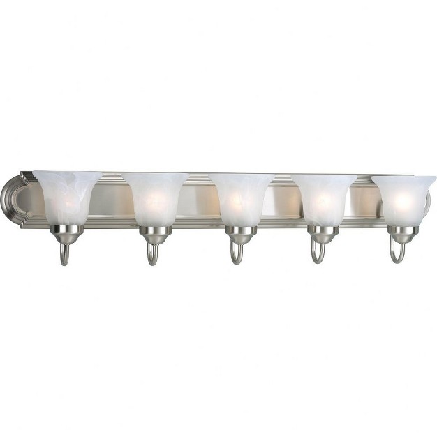 Progress Lighting Builder 5 light Bath Bracket Brushed Nickel Alabaster Glass