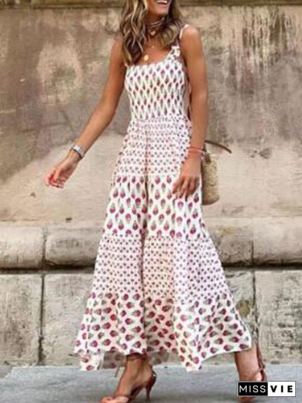 Back To School Outfit  Summer Women Casual Loose Long Beach Dresses Vintage Striped Print Patchwork Maxi Dress Female Elegant Sleeveless Straps Dress