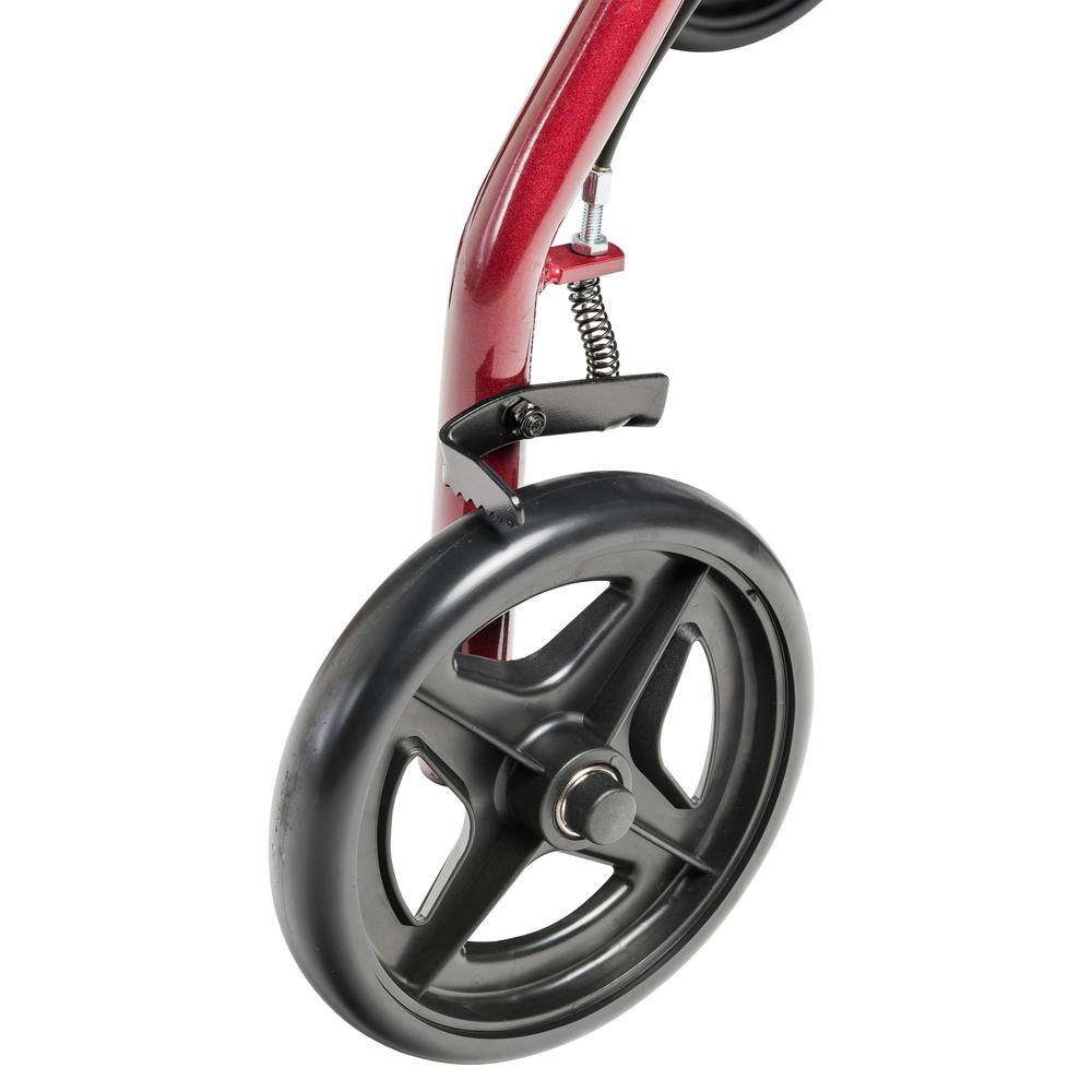 Drive Medical Aluminum Rollator Rolling Walker with Fold Up and Removable Back Support and Padded Seat Red r728rd