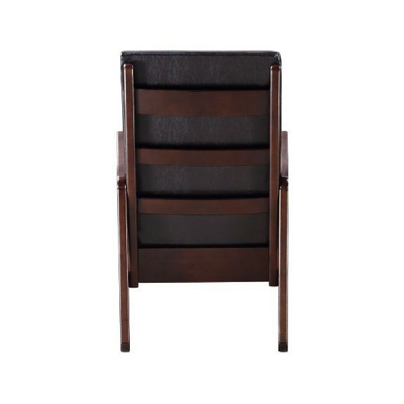 Rocking Chair With Leatherette Seating And Wooden Frame， Black