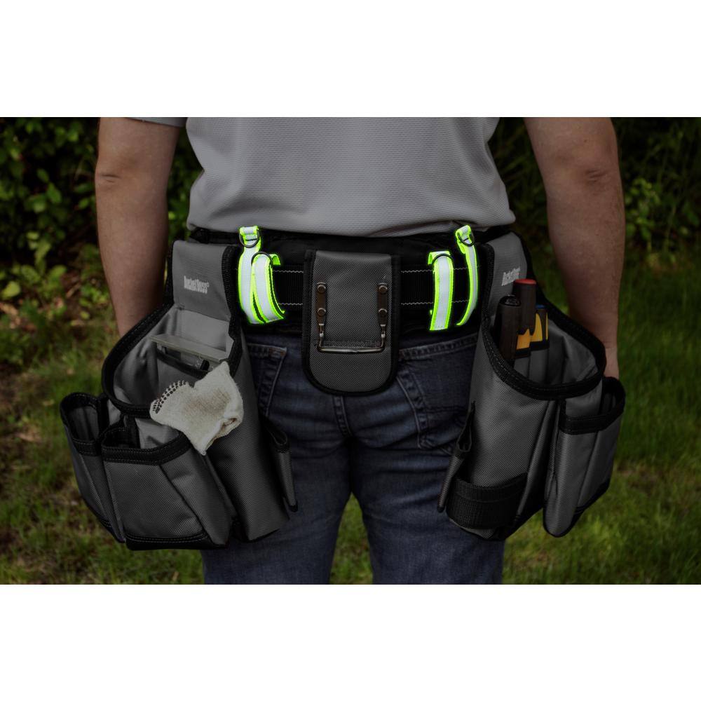 BUCKET BOSS 2-Bag Adjustable High Visibility Contractor's Work Tool Belt 55105-HV