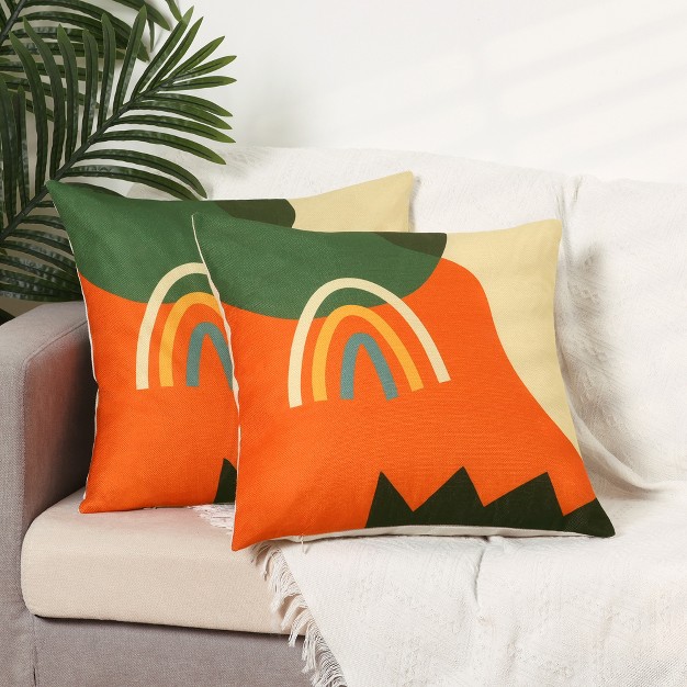 Unique Bargains Linen Decorative Throw Printed Contemporary Waterproof Pillow Covers 2 Pcs