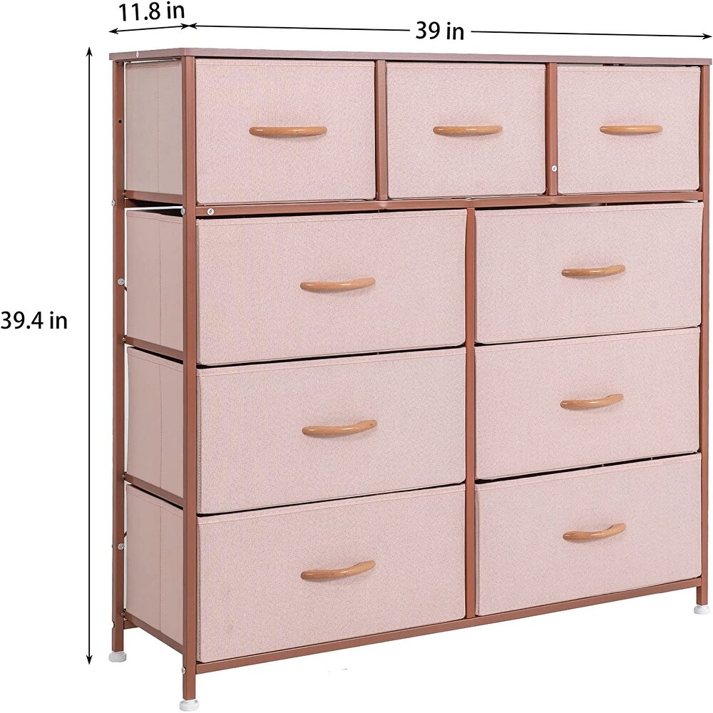 Wide Dresser Storage Tower with 9 Drawers