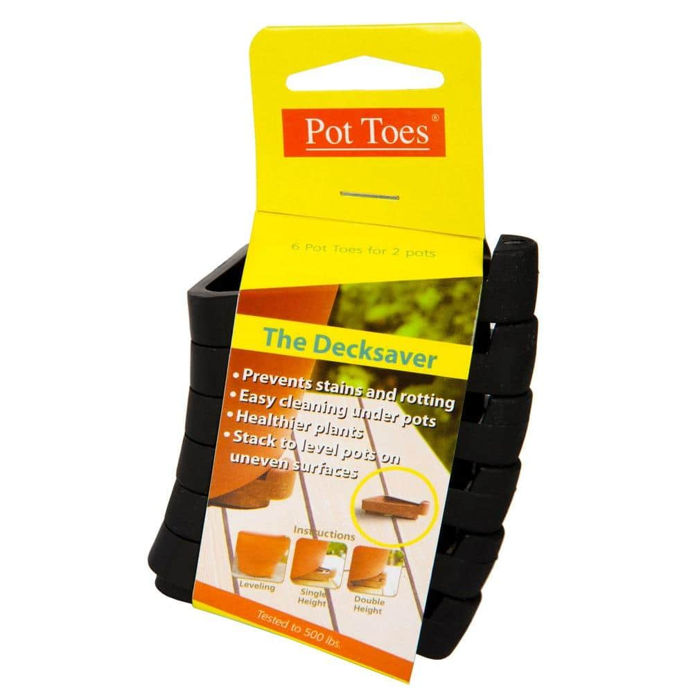 The Plant Stand 2-1/4 in. w x 2-3/4 in. L Black Plastic Pot Toes (6-Pack) PTC-06BLCS