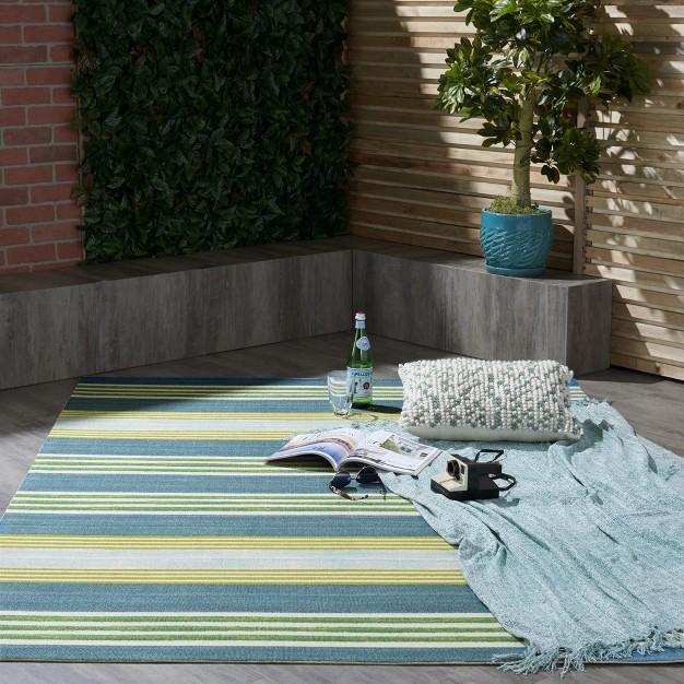 Waverly Sun N Shade Snd71 Green teal Indoor outdoor Area Rug