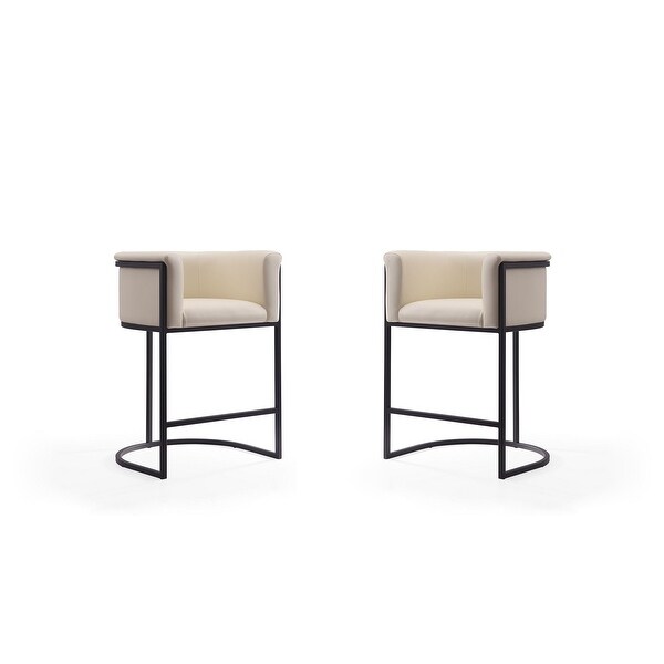 Manhattan Comfort Cosmopolitan 33.8 in. Black Metal Counter Height Bar Stool (Set of 2)