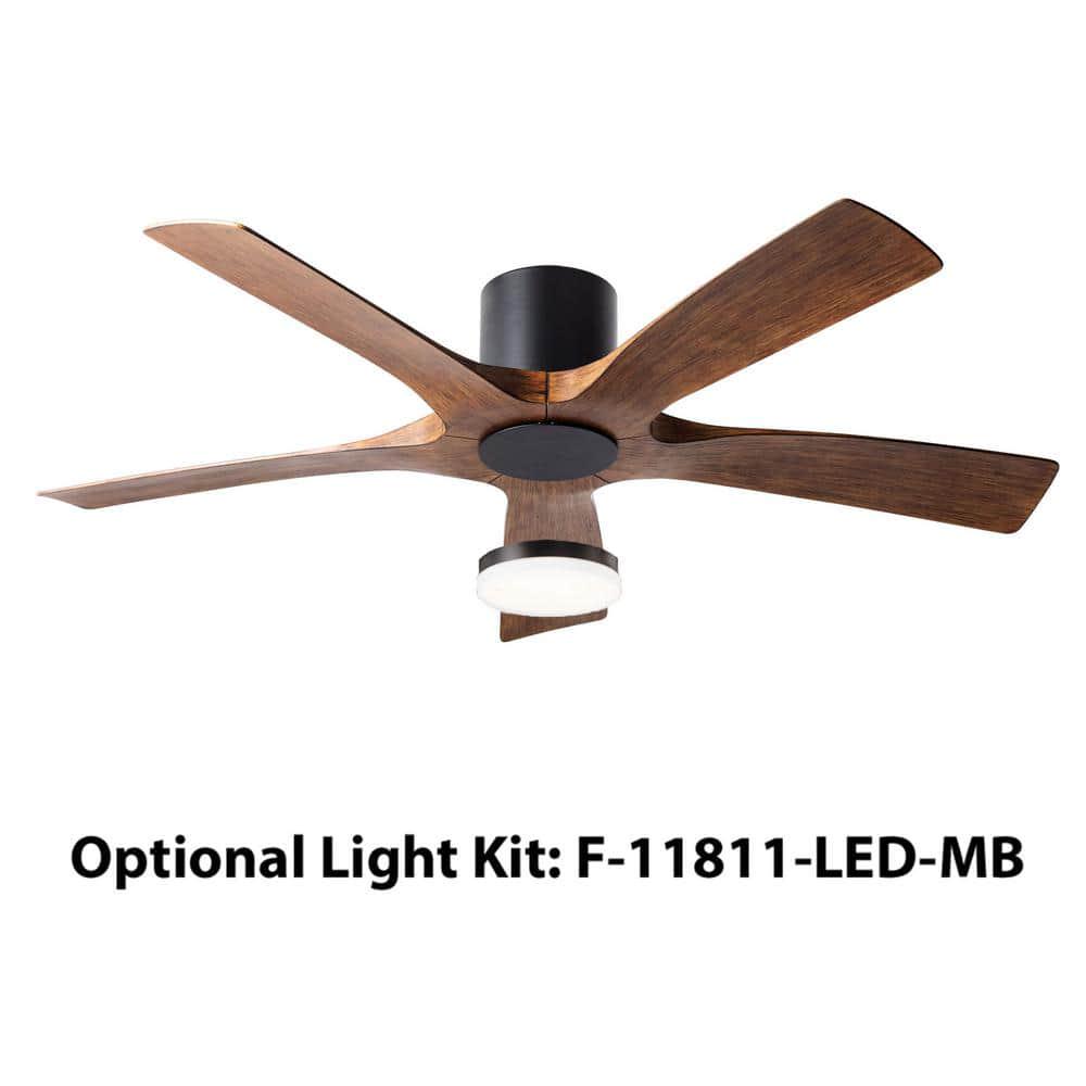 Modern Forms Aviator 54 in IndoorOutdoor Matte Black Distressed Koa 5Blade Smart Flush Mount Ceiling Fan with Remote Control