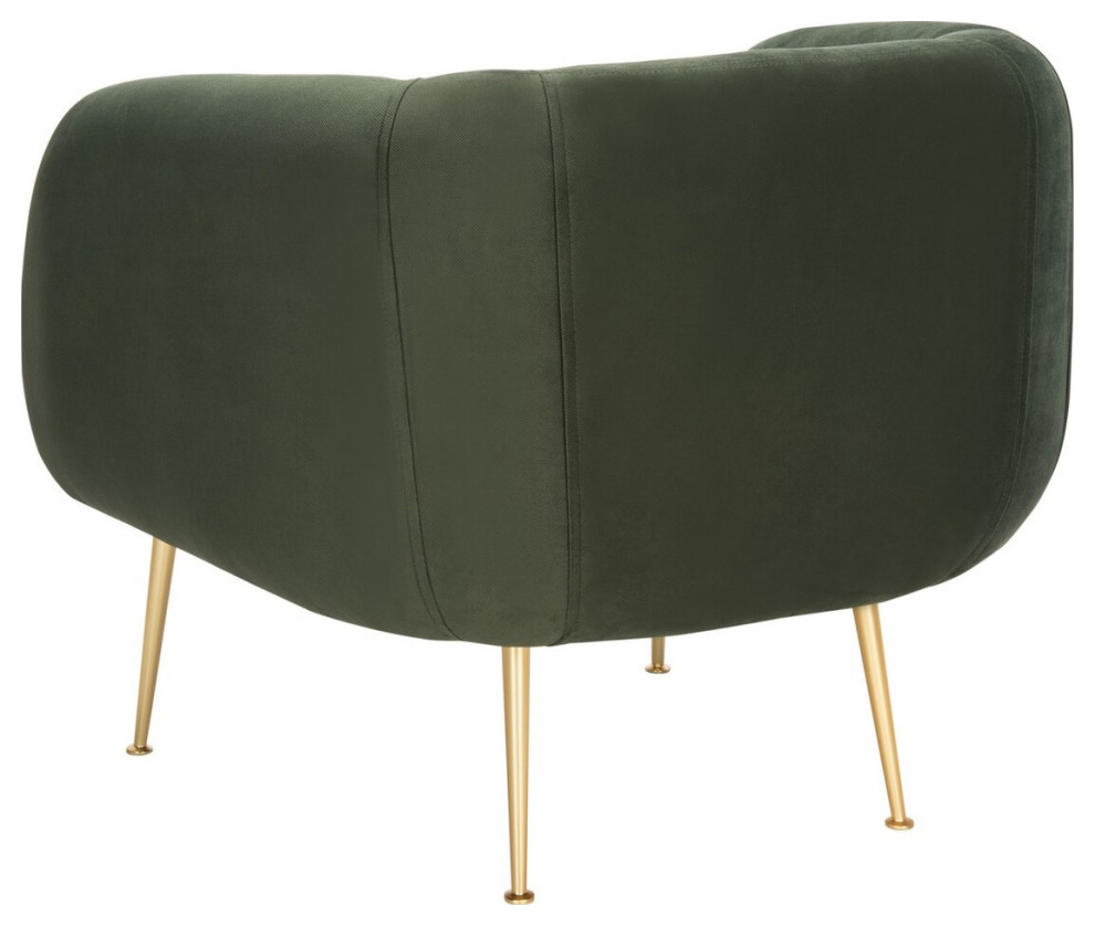 Thimble Poly Blend Accent Chair Green/Gold   Midcentury   Armchairs And Accent Chairs   by AED Luxury Home Decor  Houzz