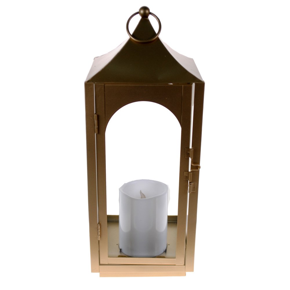 Shop4Omni 12 Inch Decorative LED Candle Lantern Wedding Table Centerpiece Decor Gold