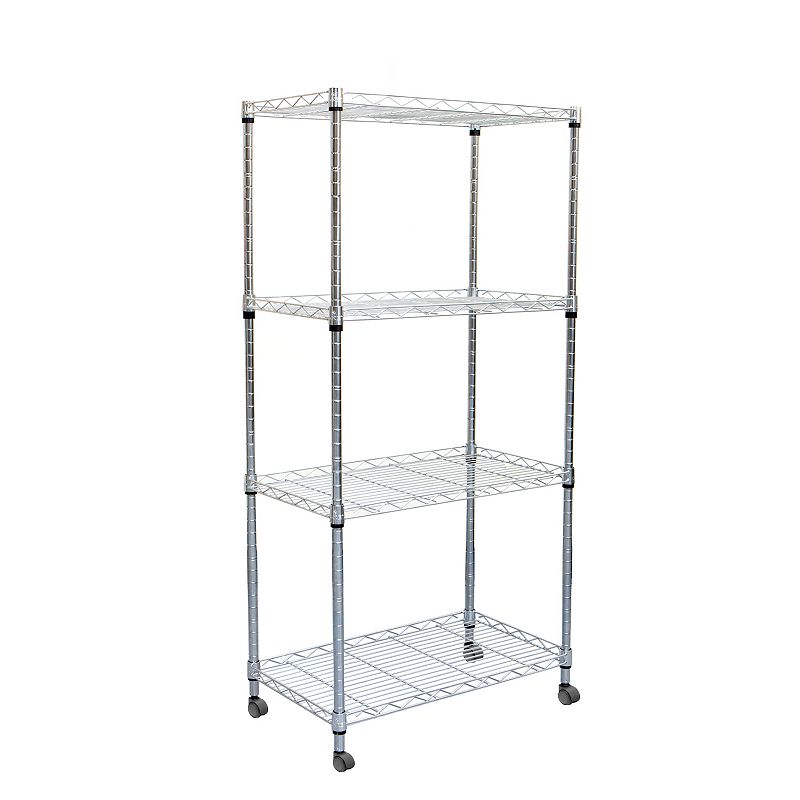 Mind Reader Adjustable 4-Tier Metal Storage Rack with Wheels