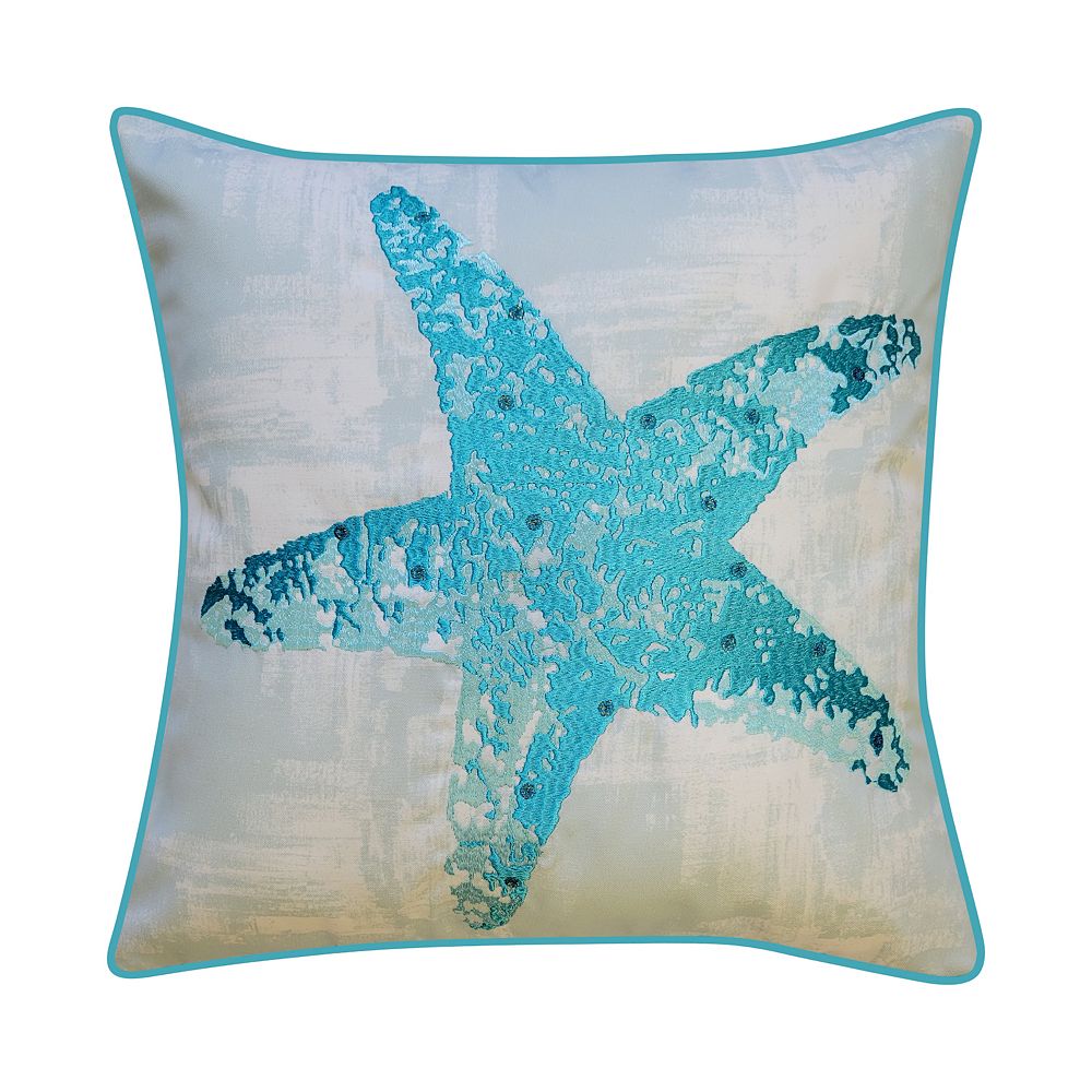 Edie@Home Indoor Outdoor Embroidered Starfish Throw Pillow