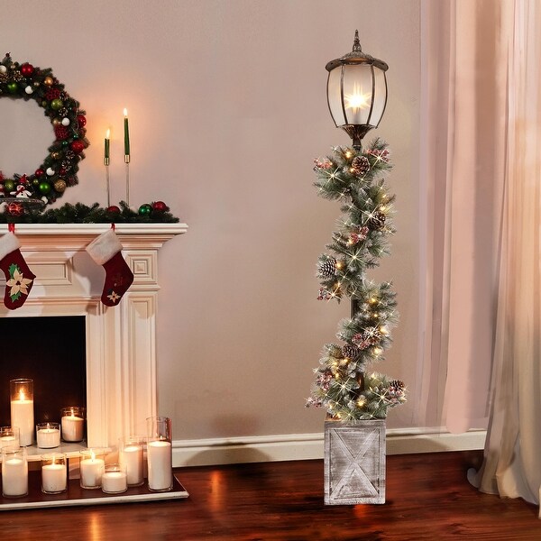 Puleo International 7' Lamp Post Decorated Garland