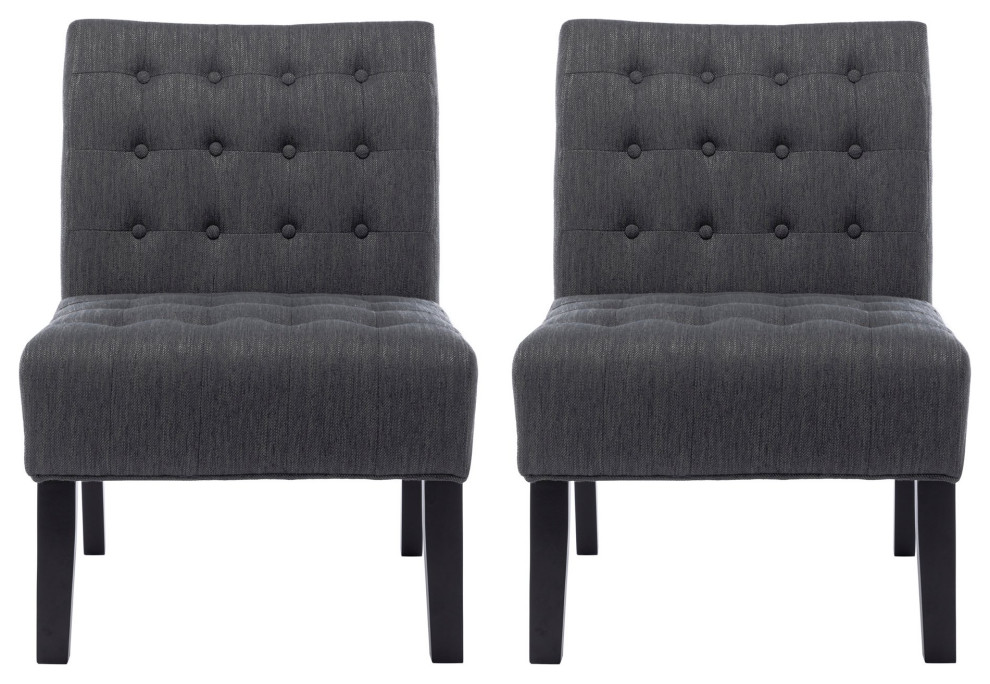 Set of 2  Armless Accent Chair  Polyester Seat and Button Tufted Back   Transitional   Armchairs And Accent Chairs   by Declusia  Houzz