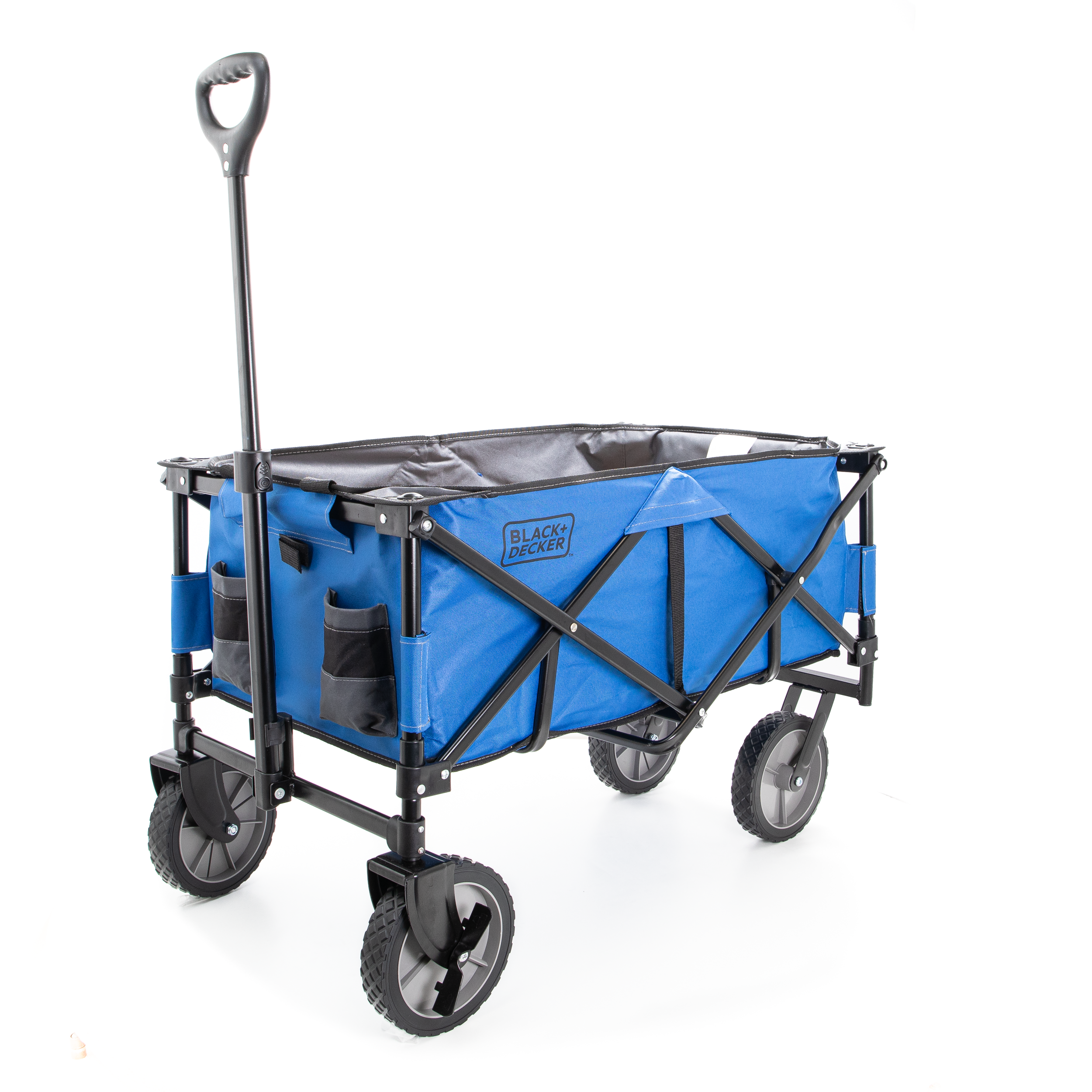 Collapsible Storage Cart, Folding Utility Wagon, Holds up to 176 lbs., Blue