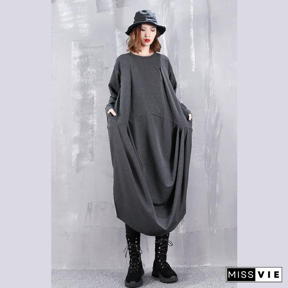 2019 gray dresses plus size o neck gown fine Cinched side open kaftans