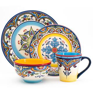 Euro Ceramica Zanzibar 32-Piece Patterned MulticolorSpanish Floral Design Ceramic (Service for 8) ZB-3201-ST