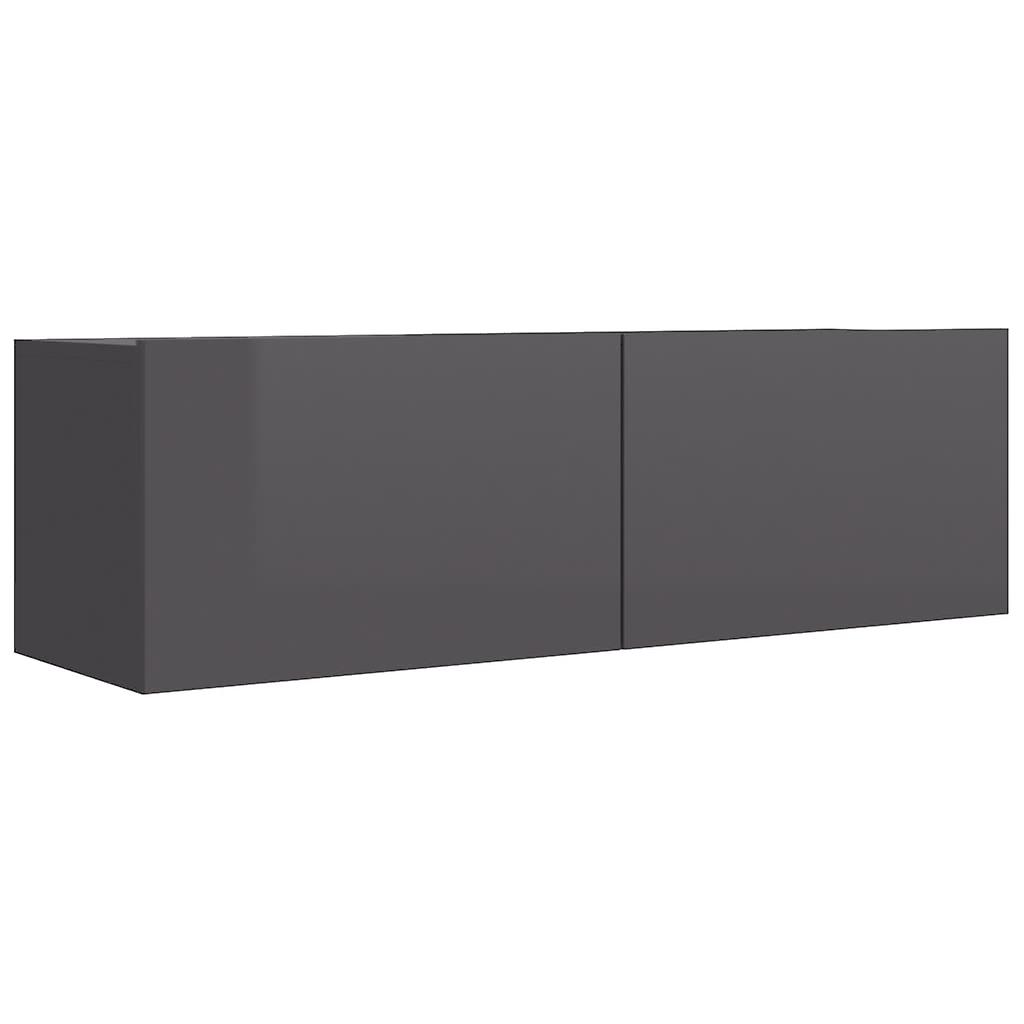 Tv Cabinet High Gloss Grey 100x30x30 Cm Engineered Wood