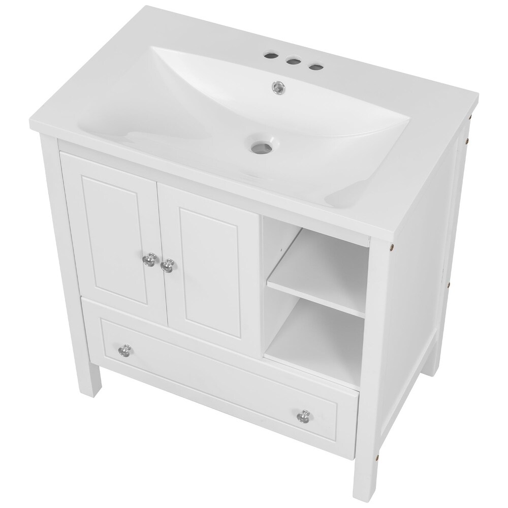 30 in. W x 18. in D. x 32 in. H Bath Vanity with White Ceramic Top