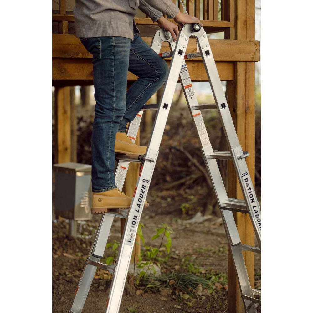 14 ft. Aluminium Alloy Articulated Telescoping Multi-Position A-Type Extension Ladder 250 lbs. Load Capacity Yea-LKD0-XRB