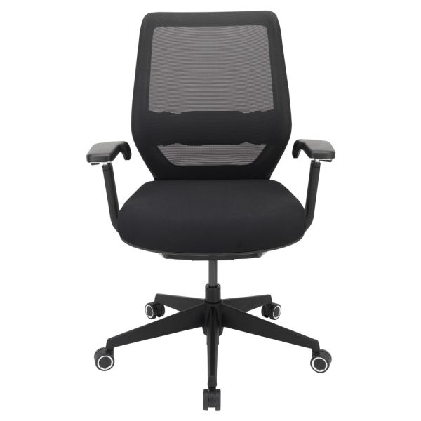 WorkPro Sentrix Ergonomic Mesh/Fabric Mid-Back Manager's Chair， 3D Arms， Black， BIFMA Certified