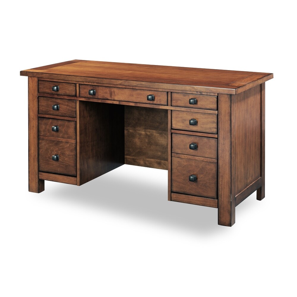 Tahoe Aged Maple Executive Pedestal Desk