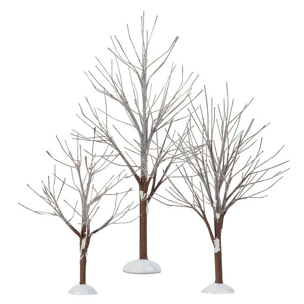 Department 56 Accessory First Frost Trees Set Of Three Trees 11 Inches St 3 Village Winter Snow 800007 Steel Brown