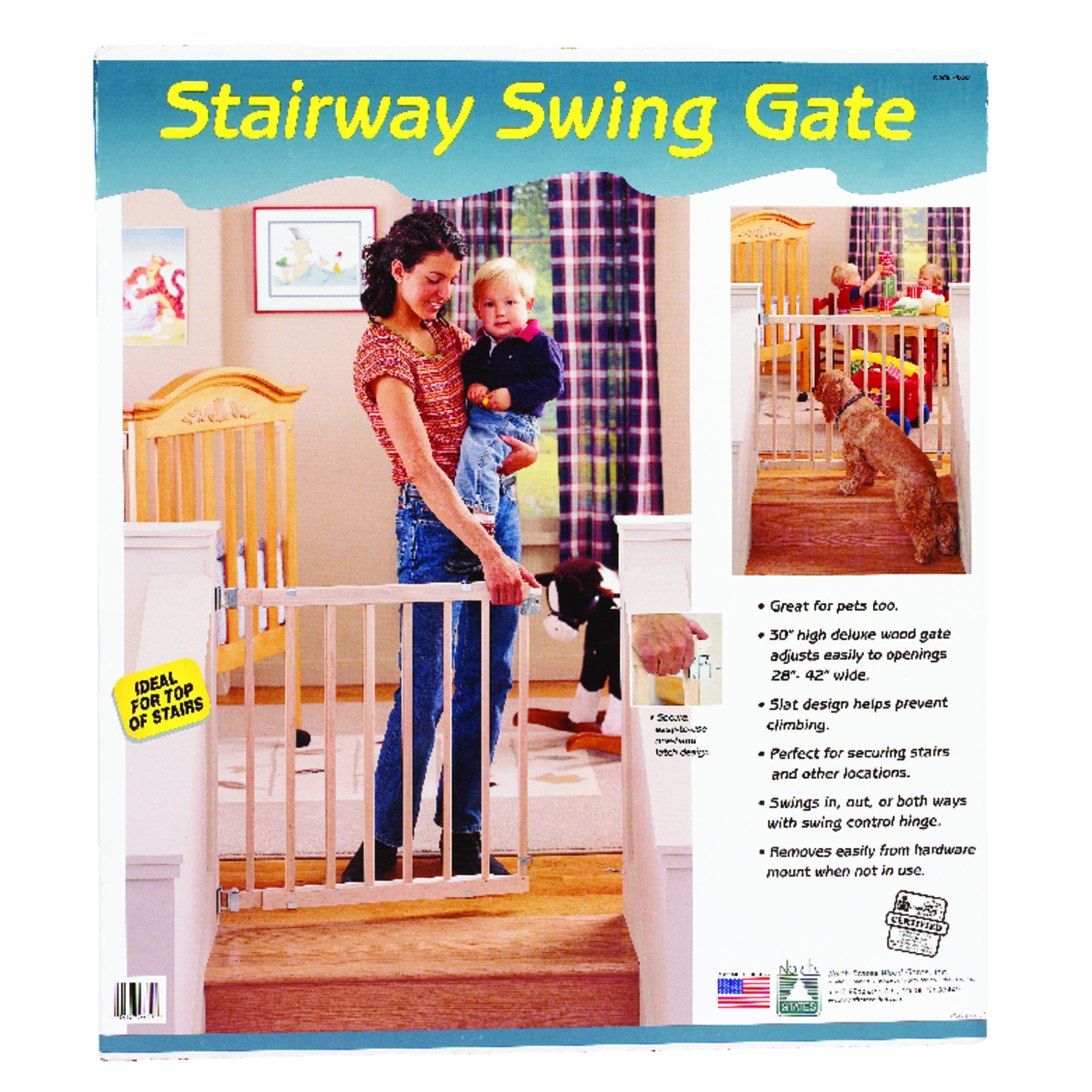 North States White 30 in. H X 28-42 in. W Wood Child Safety Gate