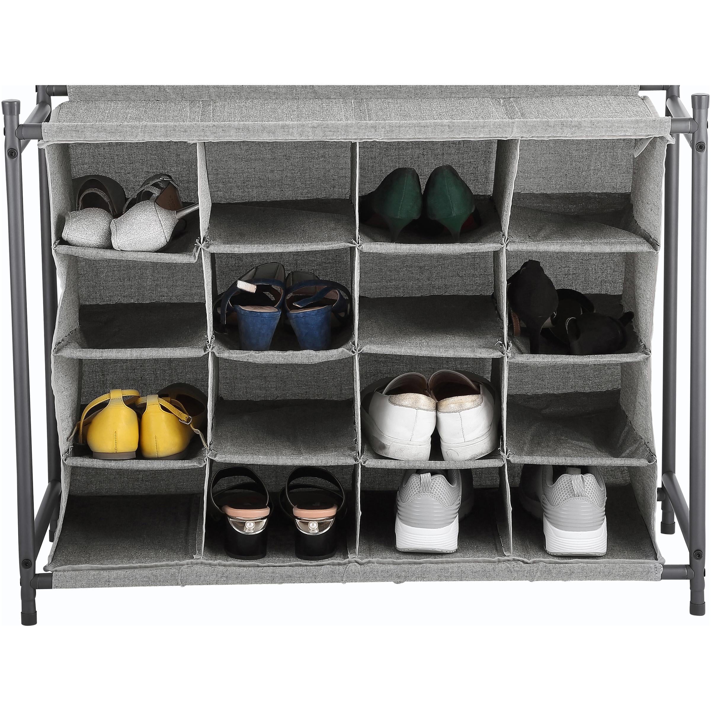 Better Homes and Gardens 4-Tier Charleston Collection 16 Pairs Shoe Organizer， Gray