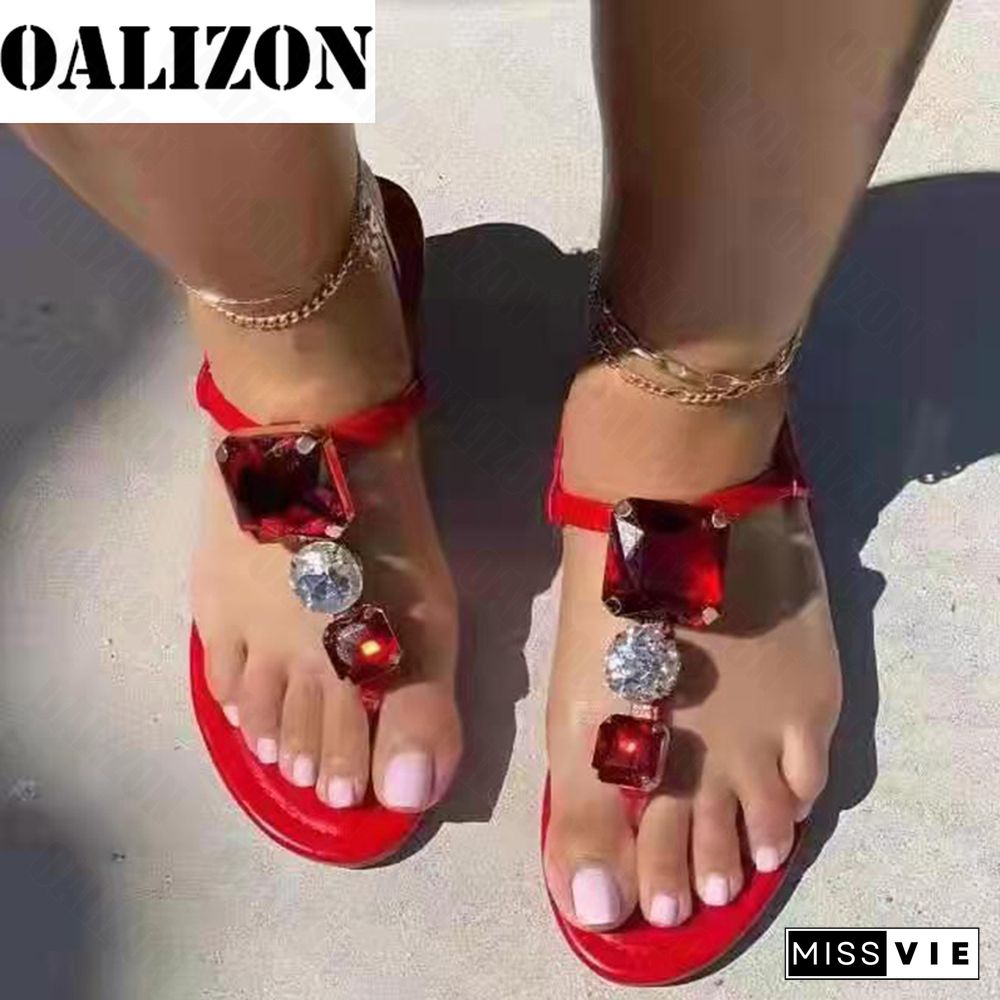 Sandals Women Slippers New Summer Open Toe Shoes Roman Crystal Fashion Dress Slides Beach Clip Toe Shallow Flip Flops Mujer