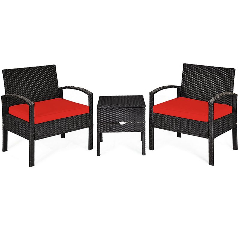 3 Piece PE Rattan Wicker Sofa Set with Washable and Removable Cushion for Patio