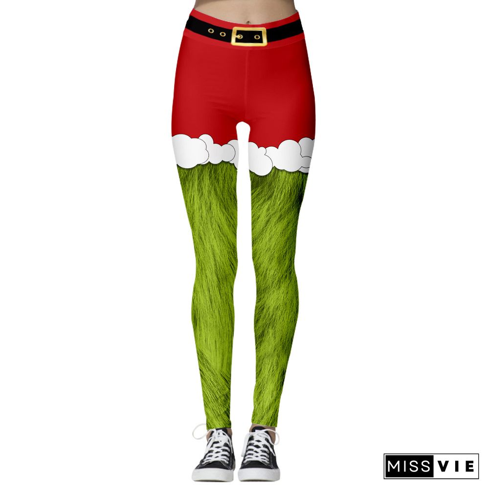 Christmas Digital Printing Tight-fitting Casual Calf Sweatpants