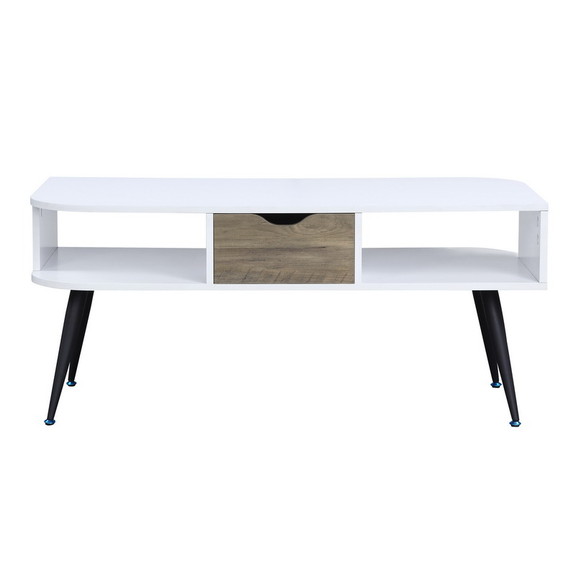 ACME Halima Coffee Table  White   Black Finish LV0...