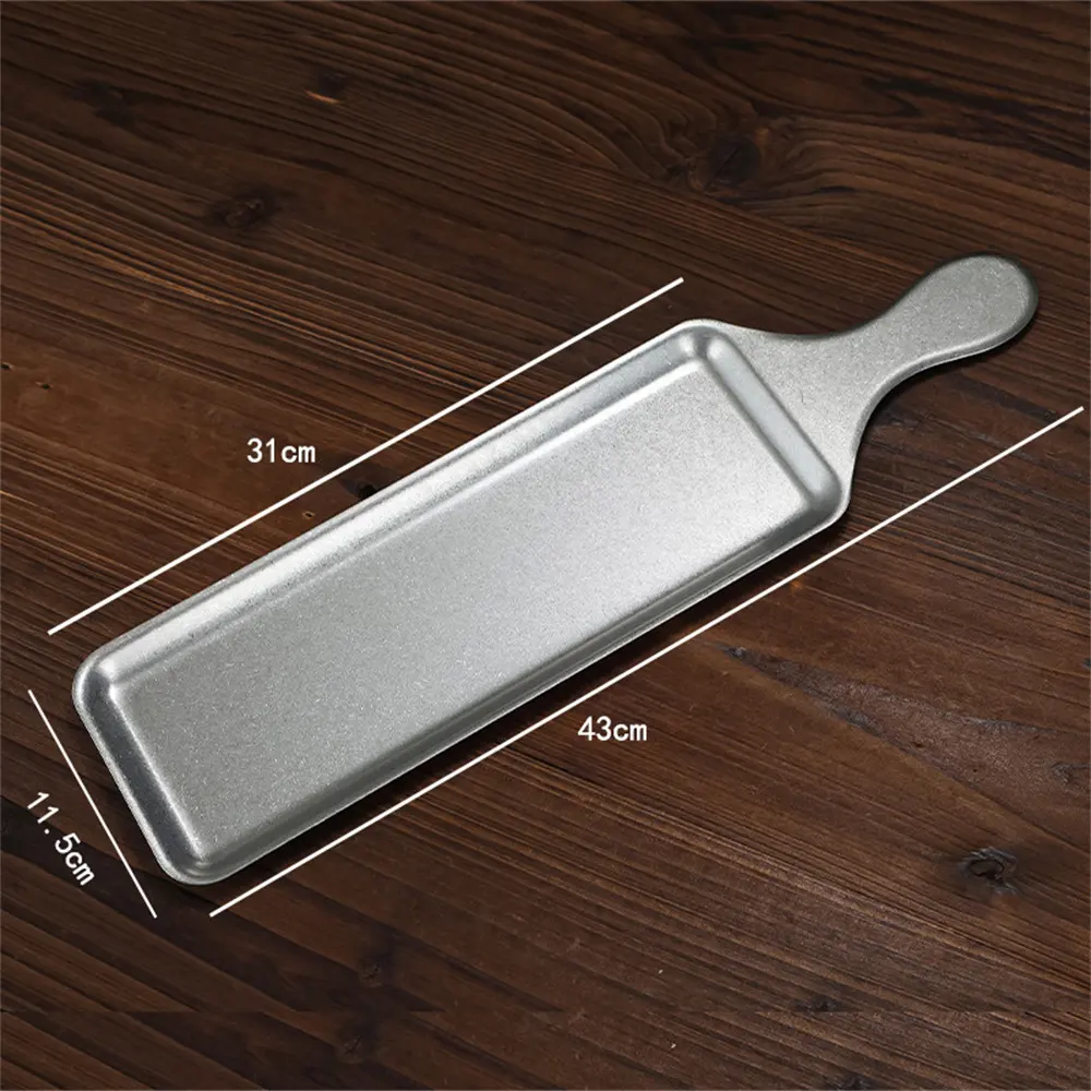 Modern 304 Stainless Steel Snack Bbq Sushi Restaurant Camping Handle Tableware Dish Utensils Serving Tray Plate