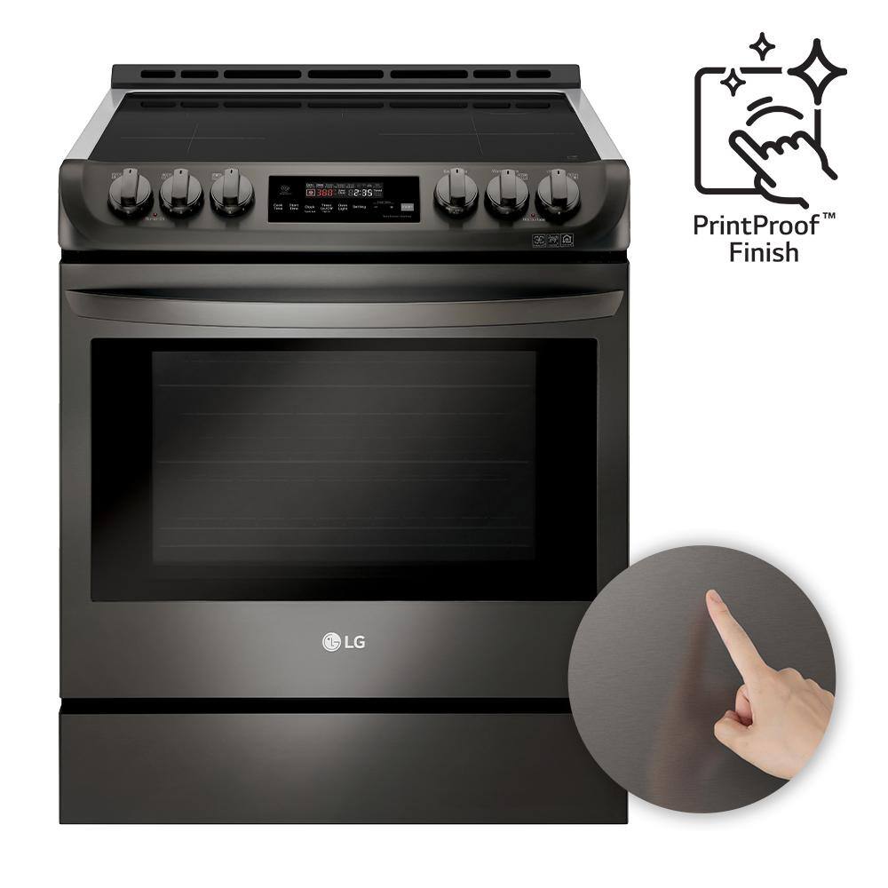 LG 6.3 cu. ft. Smart Slide-In Electric Range with ProBake Convection Induction  Self-Clean in Black Stainless Steel LSE4616BD