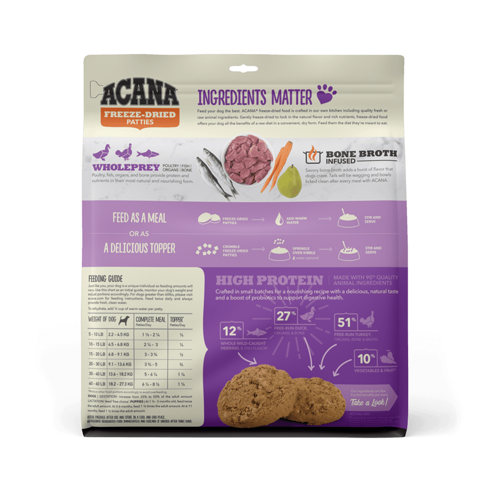 Acana Freeze-Dried Food Duck Recipe Patties for Dogs