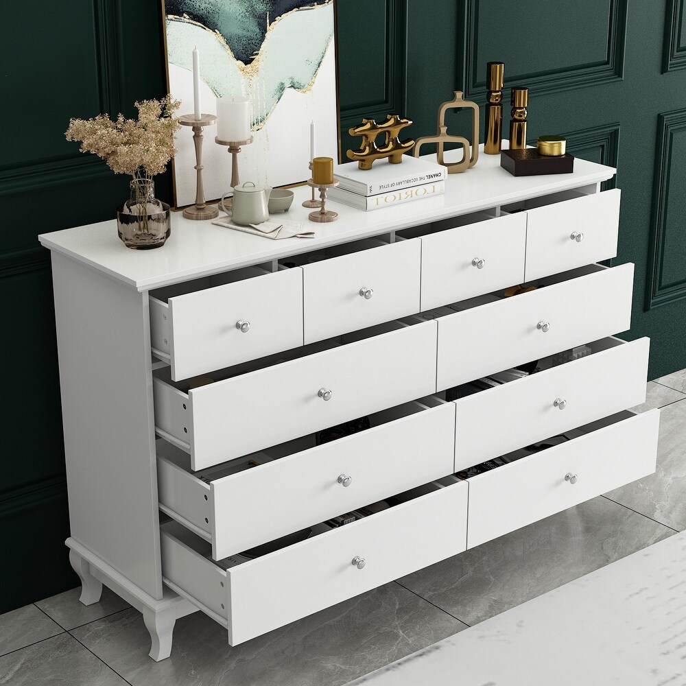 Timechee Lacquer Dresser Long Dresser for Bedroom Chest of Drawers