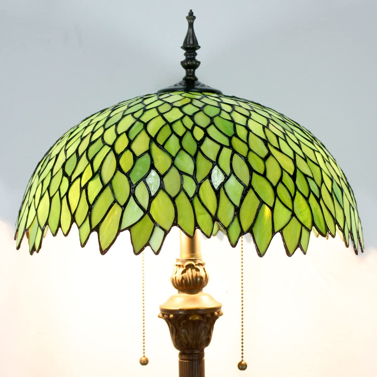 Tiffany Floor Lamp Green Wisteria Stained Glass Standing Reading Light 16X16X64 Inches Antique Style Pole Corner Lamp Decor Bedroom Living Room Home Office S523 Series