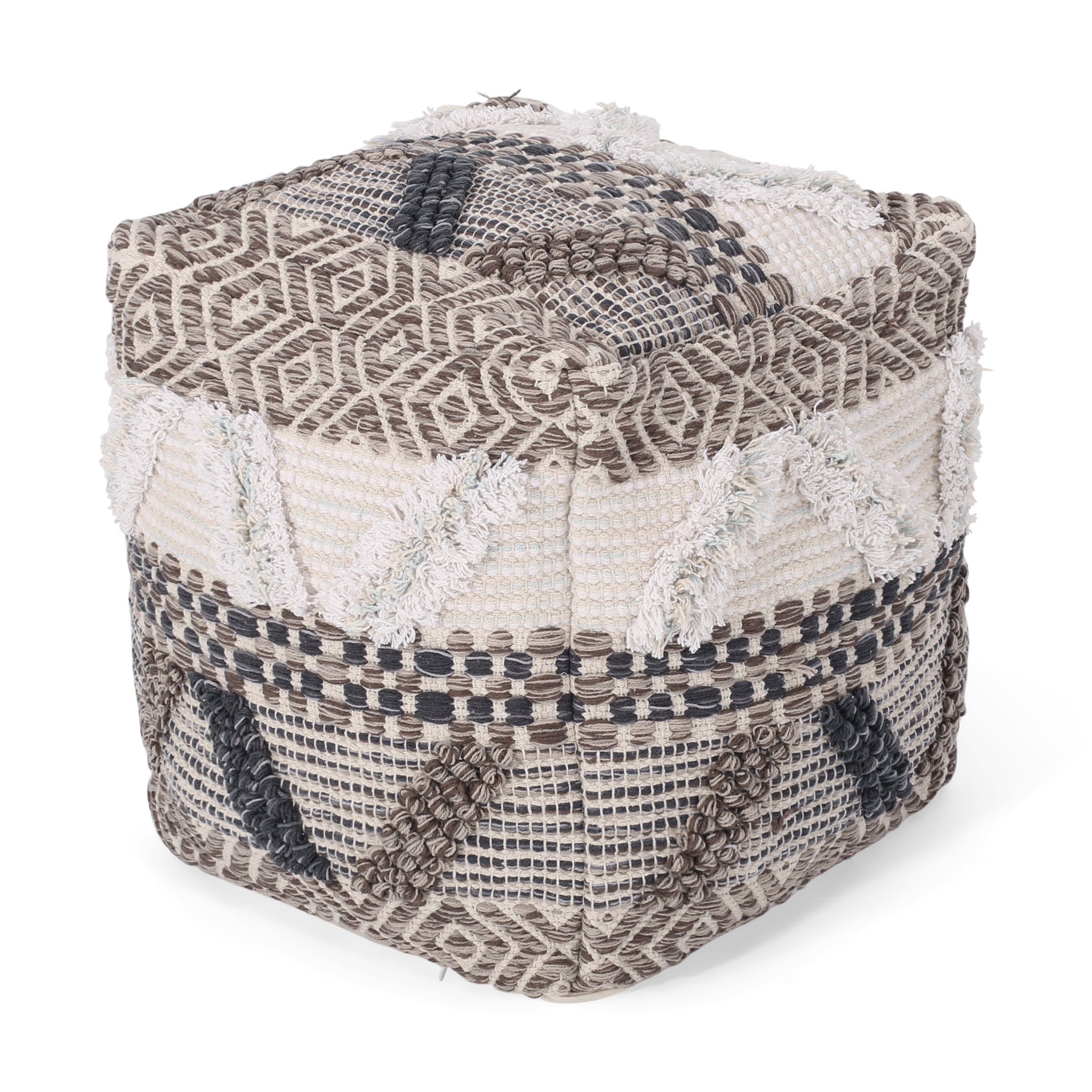 Camillo Boho Fabric Cube Pouf