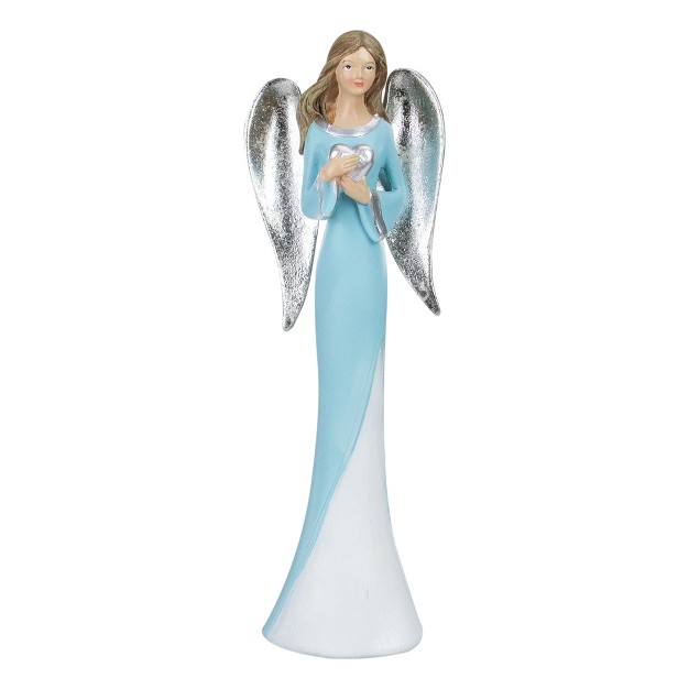 Blue And White Angel Figure Holding A Heart