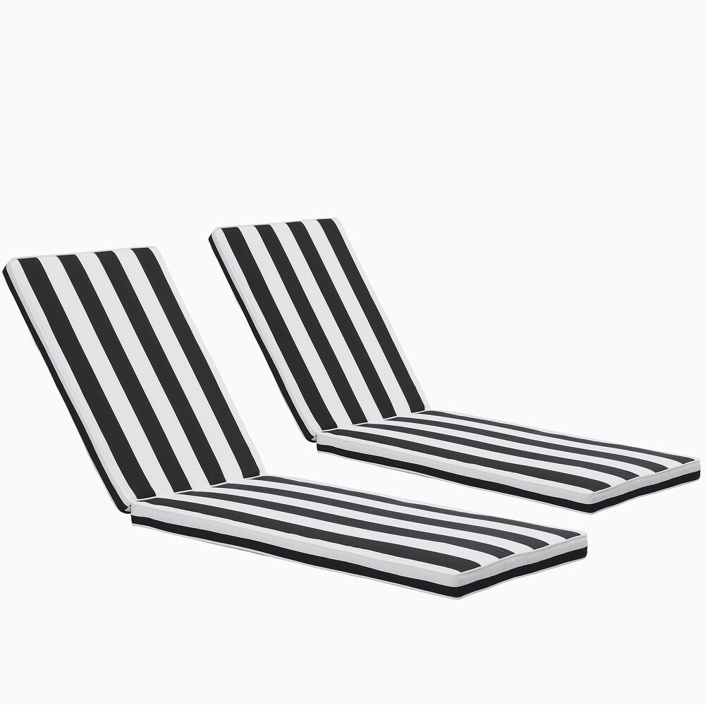 2 Pieces Set Black White Outdoor Chaise Lounge Chair Seat Cushion Replacement