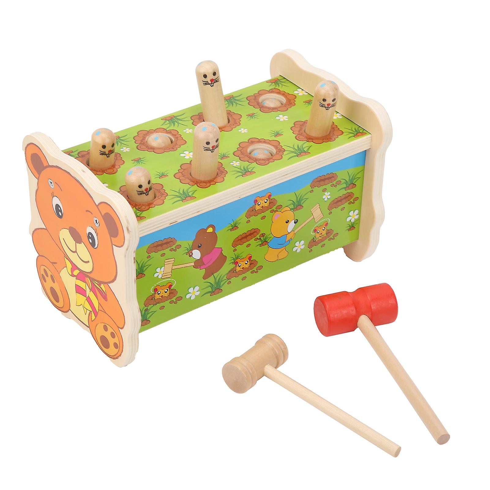 Wooden Hammer Toys Children Kid Educational Pounding Bench Hit Hamster Game Toy