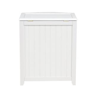 Oceanstar White Wainscot Style Bowed Front Laundry Hamper BHP0106W