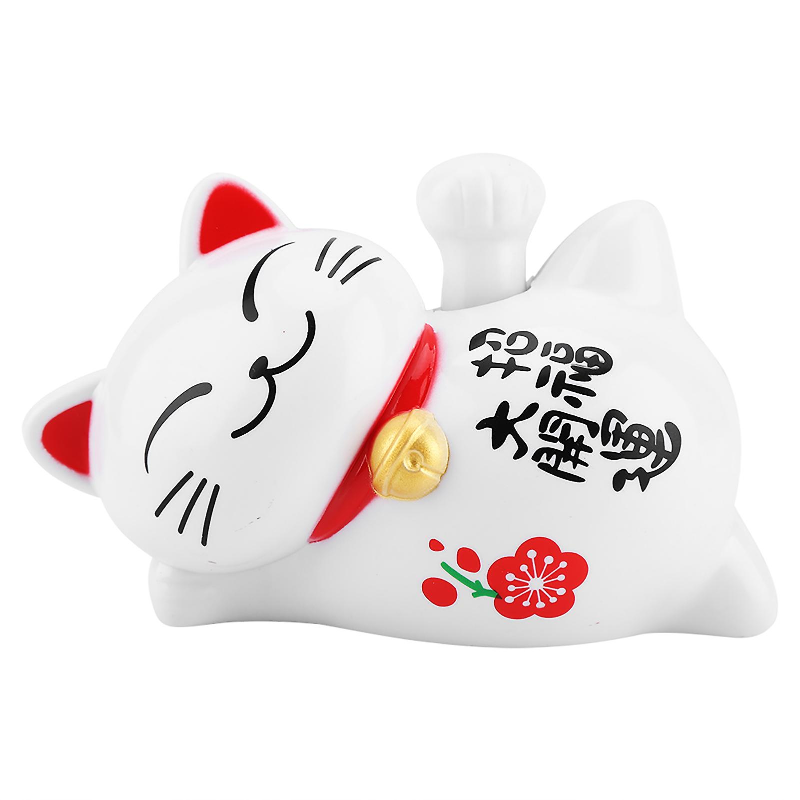 Solar Powered Adorable Lazy Lying Waving Beckoning Fortune Lucky Cat Car Accessories(#1)