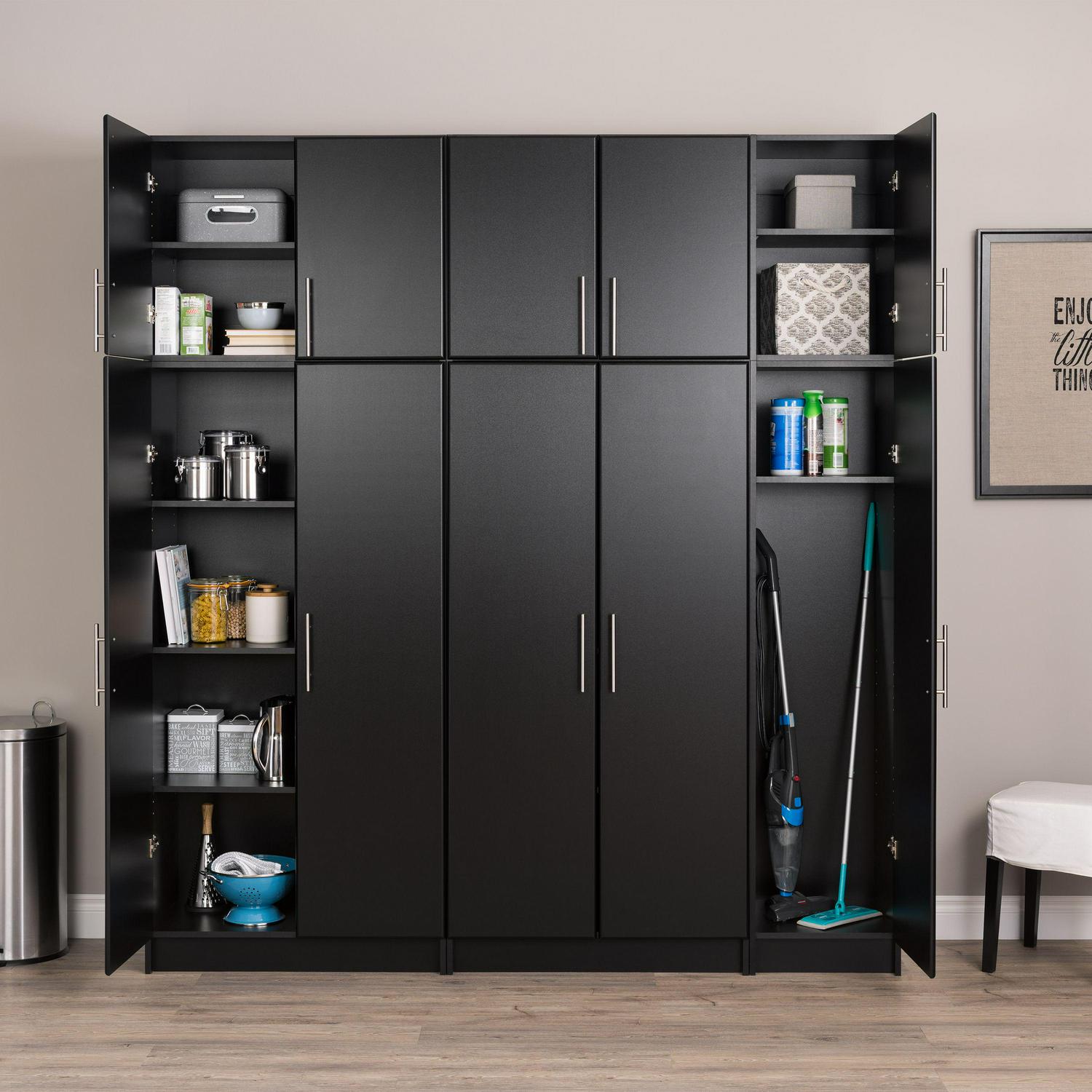 Prepac 1-Shelf Stackable Wall Cabinet， Black